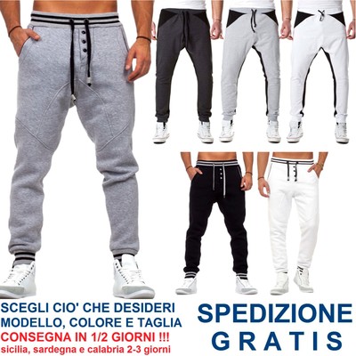 Pantaloni Tuta da Uomo a Cavallo Basso alla Moda Fashion per Casual Sport  Corsa | eBay