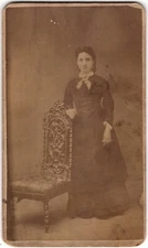 CIRCA 1870s CDV IRVING J. GROSS & CO YOUNG LADY IN DRESS BOSTON MASSACHUSETTS