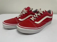 Vans Old Skool Low Racing Red White Womens 7 Mens 5.5 Skate Shoes SK8 721356