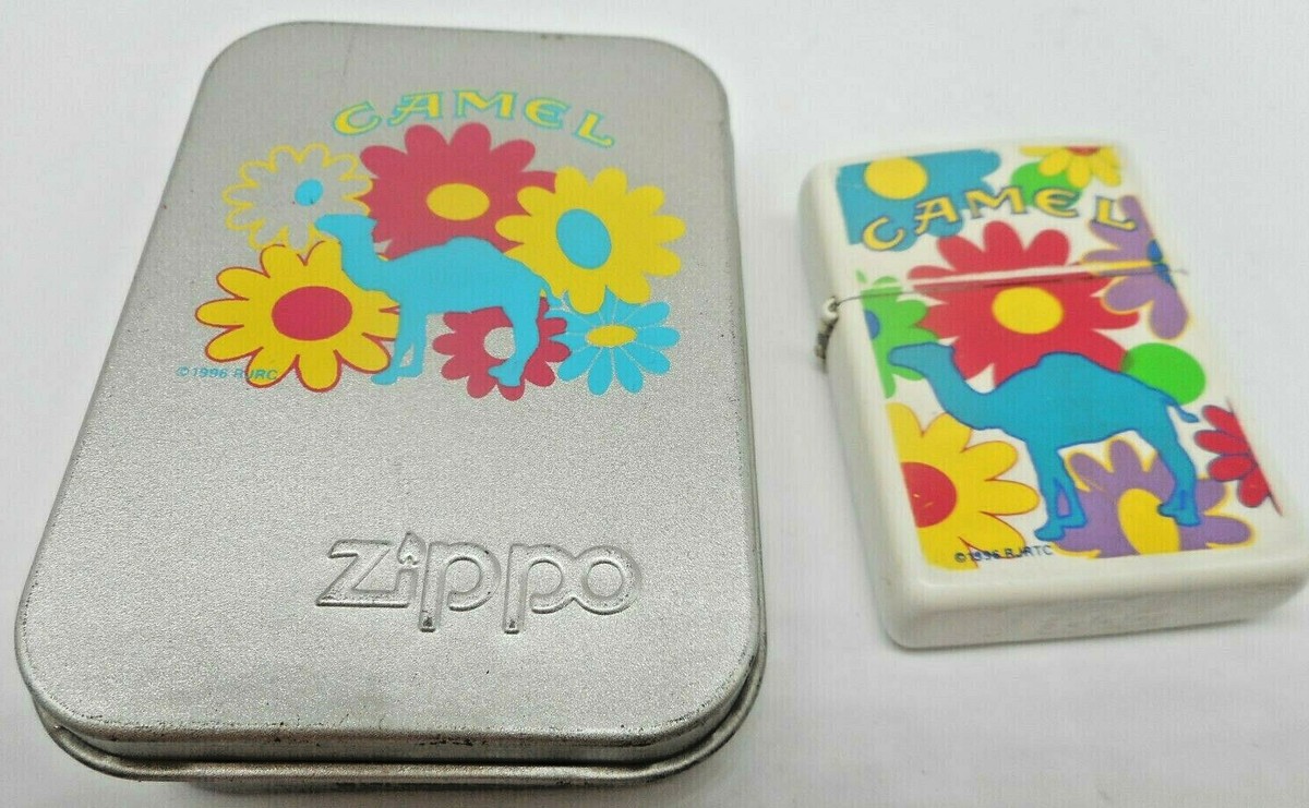 Vintage 1996 Camel Cigarettes FLOWER POWER ZIPPO Lighter in TIN