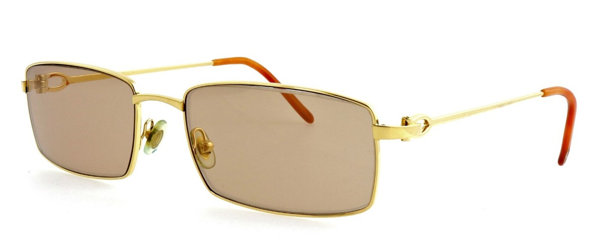 y*c様 か*様 y*c様 Cartier サングラス ゴールドフレーム Vintage CARTIER C Decor 56mm 23K Gold Rectangular Sunglasses