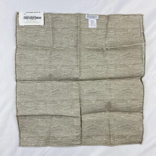 Brunello Cucinelli verde cotone lino tessuto tasca quadrata nuovo con etichetta - Foto 5 di 6