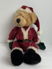 RUSS BERRIE KRIS TEDDY BEAR Christmas Red SANTA outfit Green Mittens plush 12"