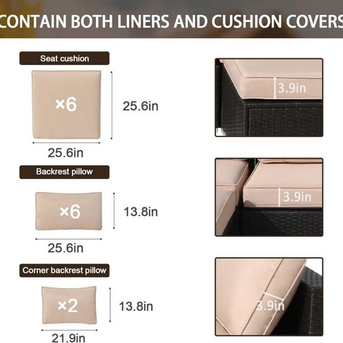 Outdoor Cushion Replacement Waterproof Patio Furniture Cushions Removable Cover - Picture 10 of 64