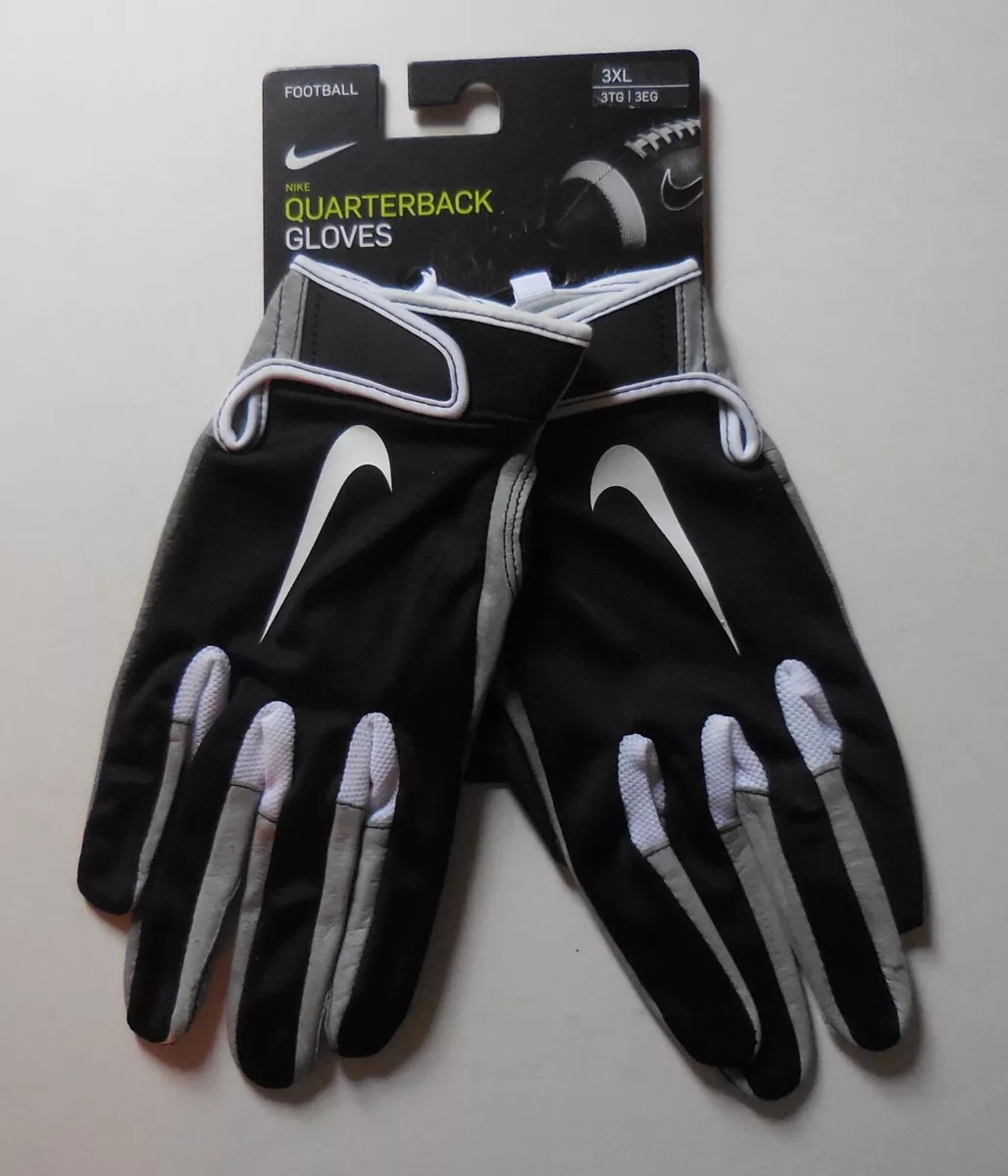 Nike NFL Quarterback Football Gloves Black Wolf Grey White Men 3XL