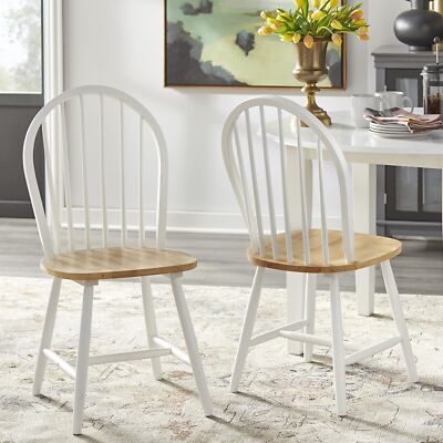 Simple Living Franklin Solid Wood Windsor Dining Chair (Set of 2) White/Natural