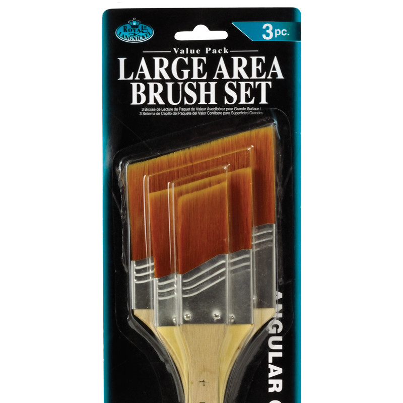 Royal & Langnickel Gold Taklon Slanted Large Area Brush Set (3pc)