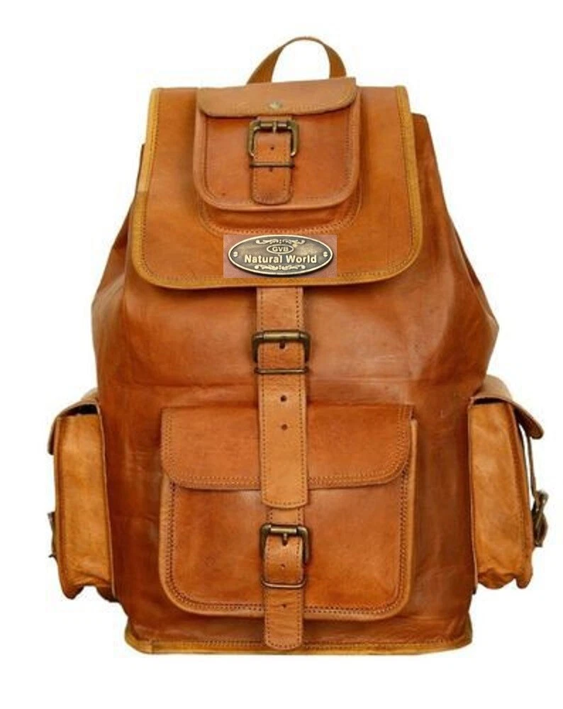 Genuine Leather Back Pack Rucksack Travel Luggage Trip Bag For Men's (X Large)