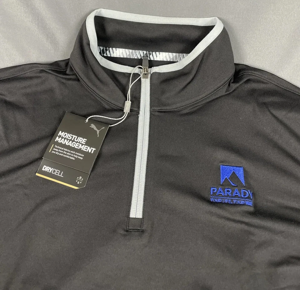 Puma Golf Pullover Outing Chest Logo 1/4 Zip Large Black Polyester NWT MSRP $65 - Image 2 of 4