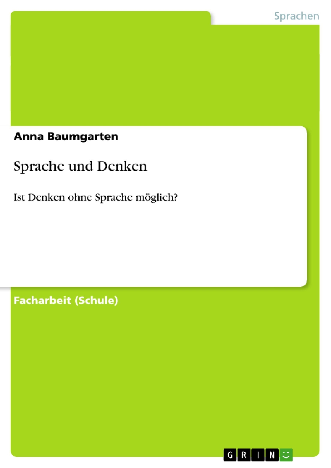 Thumbnail - Anna Baumgarten | Sprache Und Denken | Taschenbuch | Deutsch (2013) |