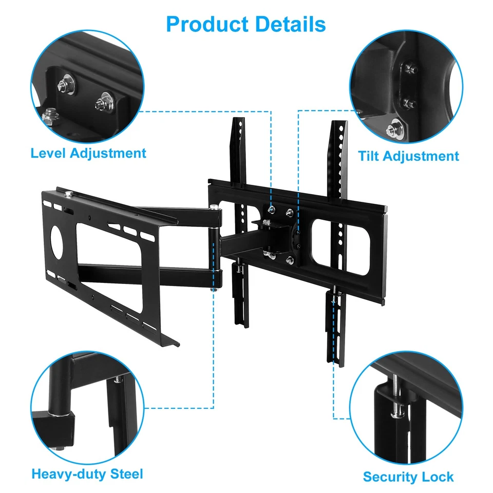 Articulating Smart TV Wall Mount Full Motion Swivel Bracket LCD LED 32-55 Inch - Image 2 of 4