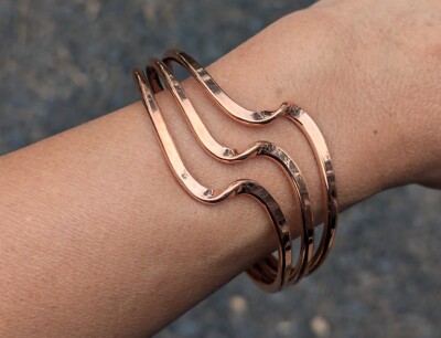Navajo Split Wellenband Kupfer Manschette Armband Schmuck Größe 7 Indianer NA