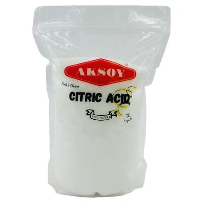 Aksoy Citric Acid 1kg - Food Grade, Non-GMO, Cleaning, Bath Bombs, Preservation