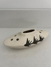 Jersey Pottery Vtg Rose Posy Boat Shaped Vase Brown Green Retro Pomander 1970s