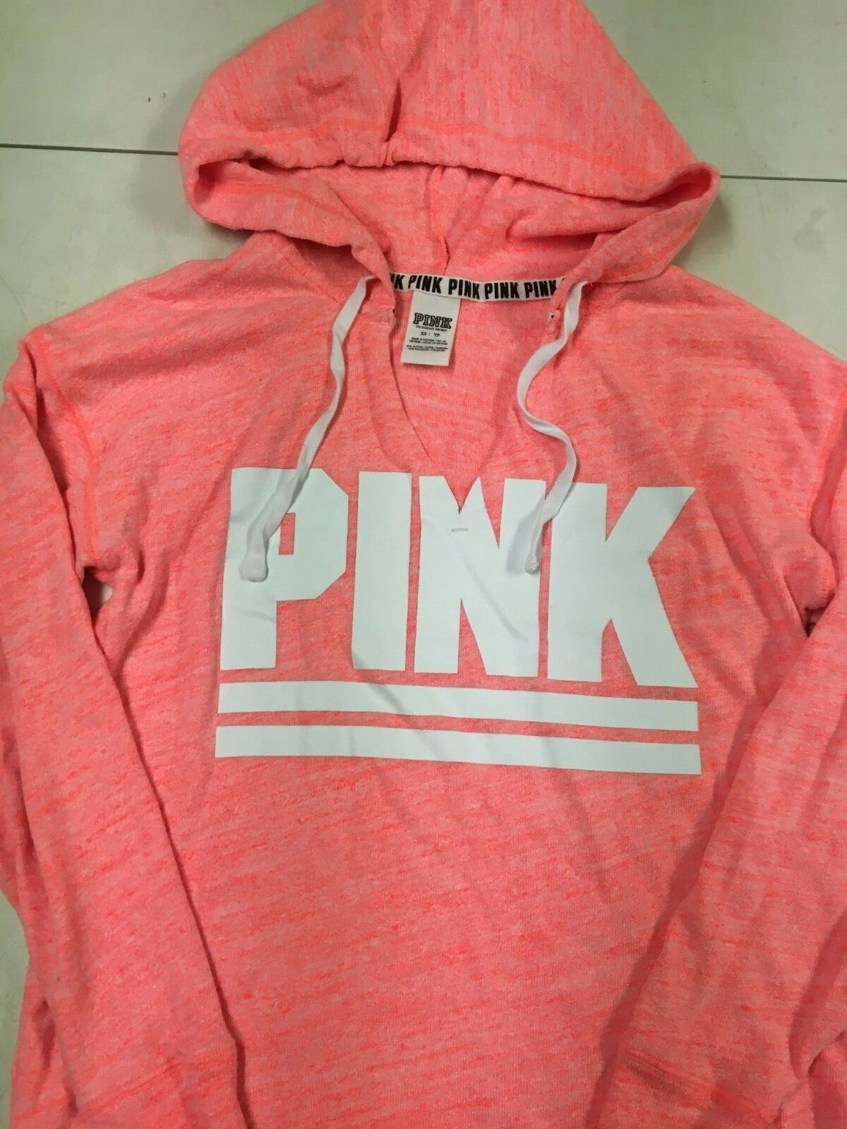UNDERCOVER VICTORIAS SECRET PINK STORE SPLIT NECK TUNIC HOODIE SWEATER SZ XS