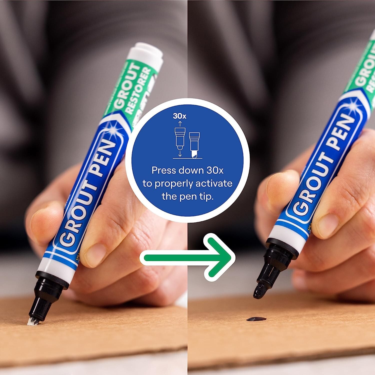 Grout Pen Designed for Restoring Tile Grout in Bathrooms & Kitchens