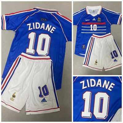 ZIDANE #10 France 1998 World Cup Home Retro Soccer Jersey Kids/Young