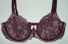 Victoria's Secret Body by Victoria BURGUNDY WINE Lace Unlined Demi Bra 34D - NWT