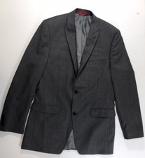Alfani Mens 100 Wool Gray With Red Accents Slim Fit Wear To Work Blazer 40L