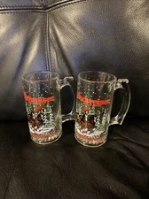 1988 Anheuser Busch Budweiser Clydesdales Holiday 12 oz Glass Beer Stein Mugs 2