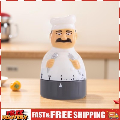 Cartoon Chef Shaped Kitchen Timer Cute Mini Chef Timer Dial Alarm Plastic Clock 
