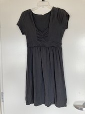 j crew black short sleeve dress fit flare s decorative gathered neckline 