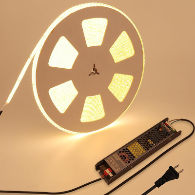48V Waterproof 65.6Ft LED Strip Light 3000K Warm White for Outdoor & Indoor Use