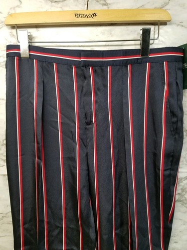 Lauren Ralph Lauren Womens Crepe Striped Crop Skinny Pants 16 Navy 115$ New #E - Picture 4 of 7