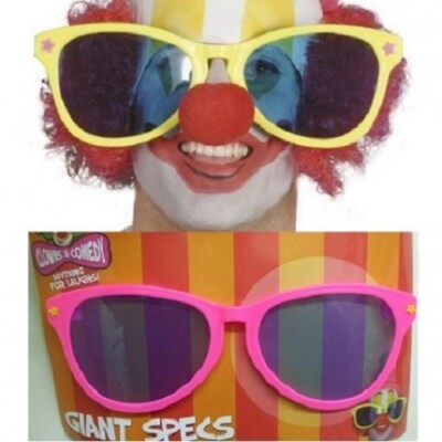 Adult Circus Clown Fancy Dress Jumbo Glasses by Smiffys New