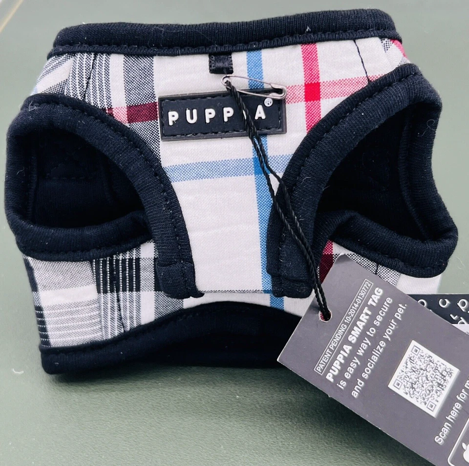 Chaleco a Cuadros Puppia Junior Arnés para Perros Talla X-Pequeño Preppy Suave con Etiqueta Inteligente Foto 2 de 4
