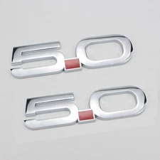 2x Chrome 5.0 Logo Emblem Side Fender Badge Sticker 5.0L V8 Sport Decal