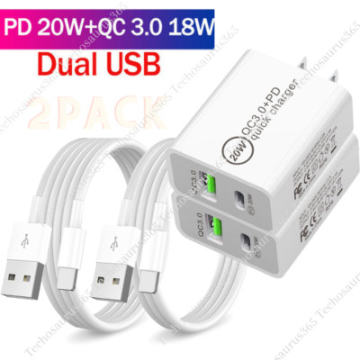 Fast Charger QC PD 20W Power Adapter Cube USB Cord Lot For iPhone 13 12 11 8 14