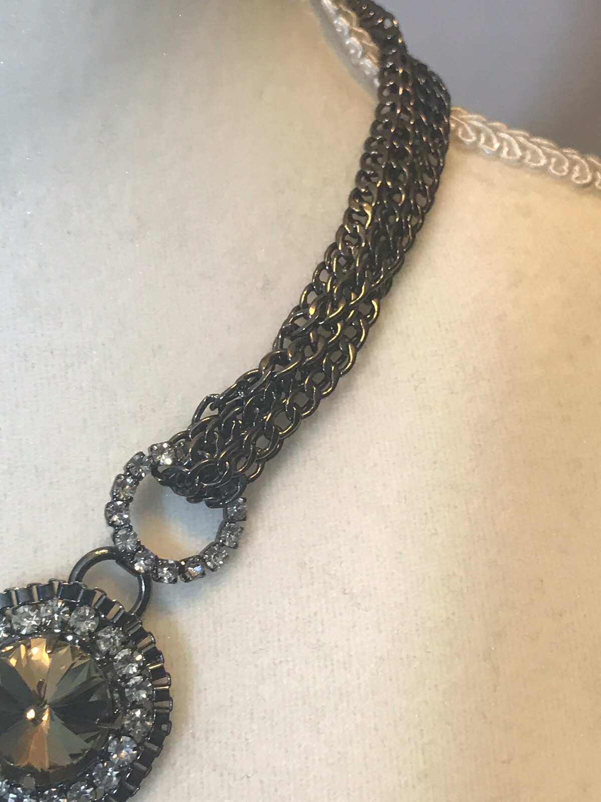 18” Multiple Chain Rhinestone Statement Necklace - image 4