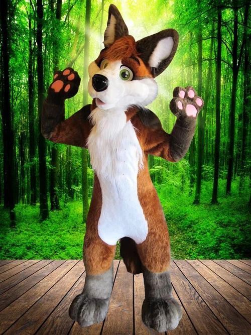 Fantasia de mascote de raposa de cachorro Husky de pele longa traje de Halloween cosplay #886 - Imagem 3 de 3