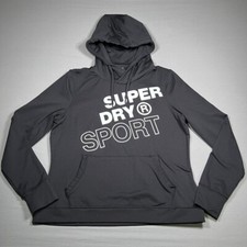 Superdry Sport Womens Black Hoodie Logo Pullover Activewear Size 10