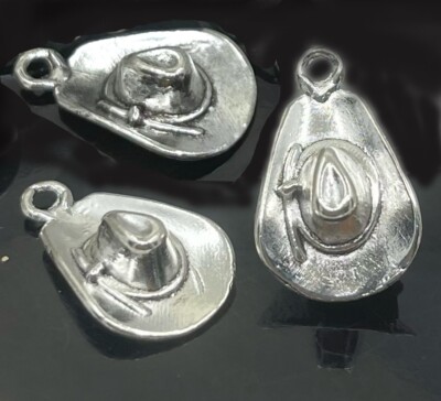 20 Cowboy Hat Charms Silver Tone 3D Wrangler Western Country DIY Jewelry  Making