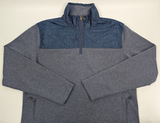 Eddie Bauer 1/4 Zip Pullover Pockets Blue Camping Hiking Mens Size Medium Golf