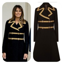 Dolce & Gabbana Black Wool Coat Sz 40 S Metallic Trimmed