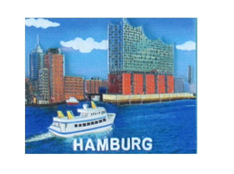 Hamburg Elbphilharmonie Elbe ship premium magnet poly souvenir Germany