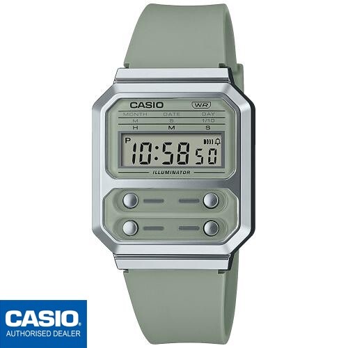 CASIO A100WEF-3AEF⎪A100WEF-3A⎪Vintage EDGY⎪Correa Verde⎪ALIEN WATCH F-100