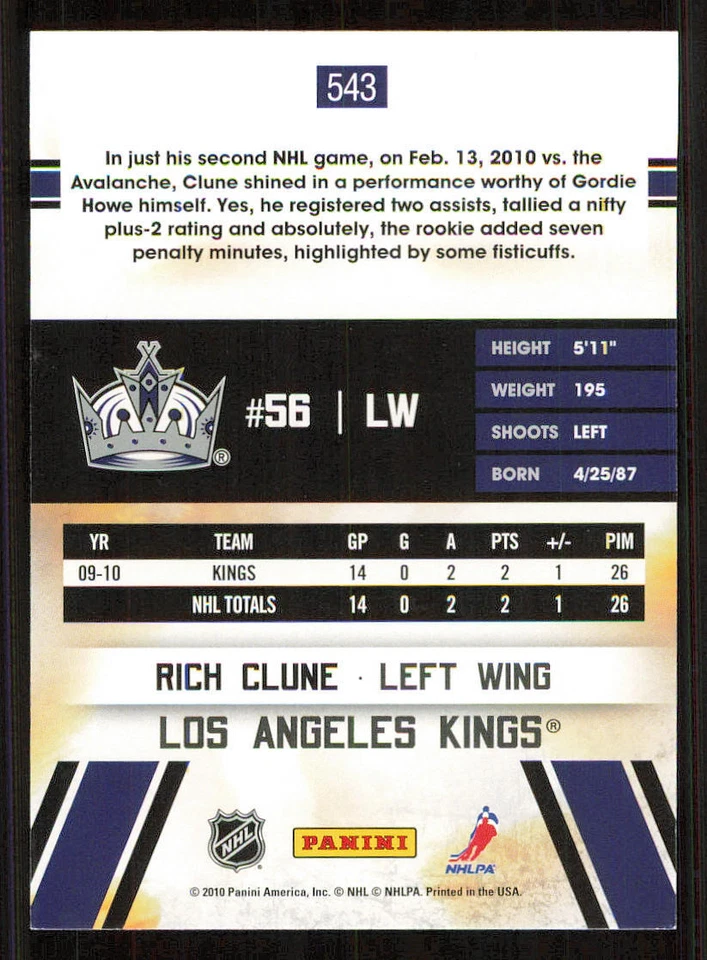 2010-11 Score #543 Rich Clune HR RC - Image 2 of 2