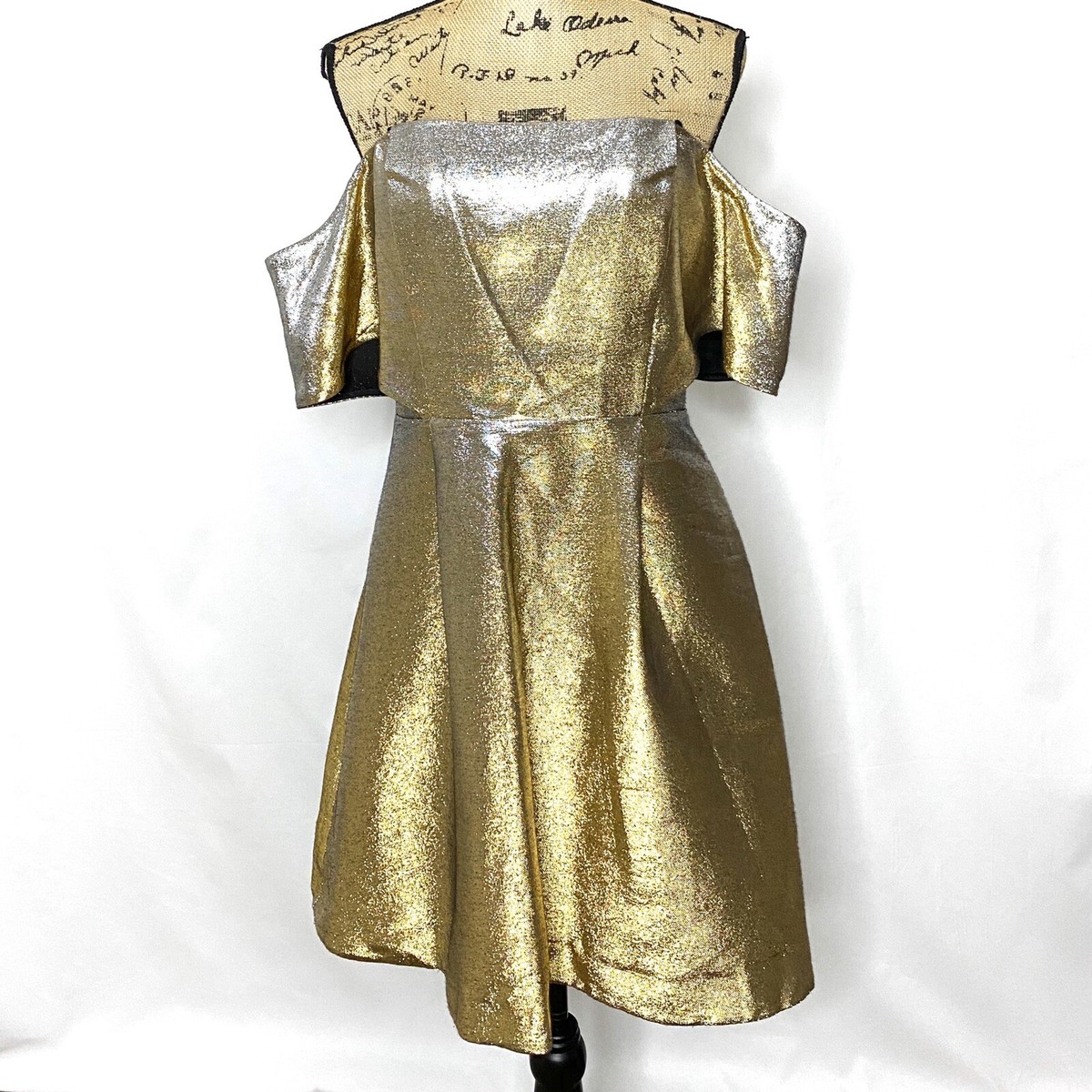 Sandro Palacio Dress 3 US L Gold Silver Two Tone Metallic Off Shoulder NEW NWT Sandro Palacio Dress 3 US L Gold Silver Two Tone Metallic Off Shoulder NEW NWT