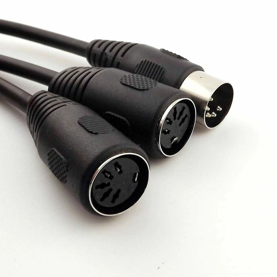 2Pc 50cm 5 PIN MIDI DIN 1 Male Plug to 2x Female Socket Y Splitter Adapter Cable - Image 4 of 4