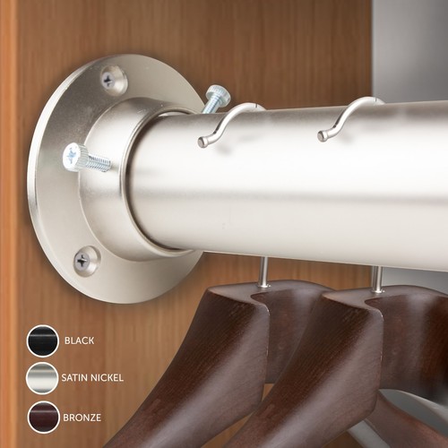 1" Premium Adjustable Closet Rod 28-48 inch Socket Set, choose from 3 colors - Picture 3 of 4