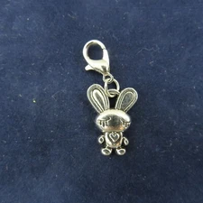 BUNNY RABBIT Charm Zipper Pull Keychain Add On Clip Dangle Heart Easter Spring
