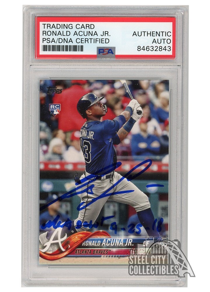 Ronald Acuna Jr 2018 Update Autograph RC Card "MLB Debut 4-25-18" #US250 PSA/DNA