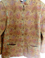 Coldwater Creek Jacket; Flowers, Paisley, Brocade/Asian Neckline Size M