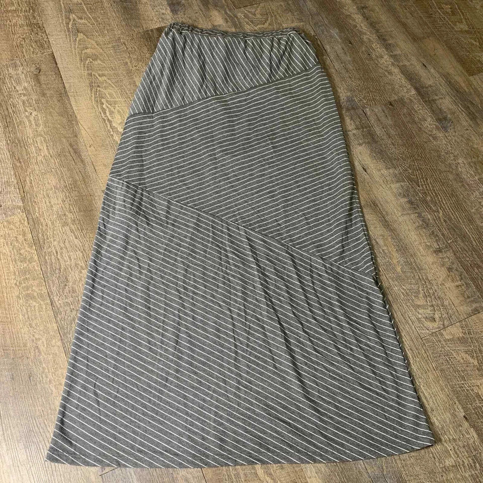 Maxi Falda Oliva y Roble Mujer Talla Pequeña Gris Blanco Multistriras Pull On Sin Forro Foto 4 de 4