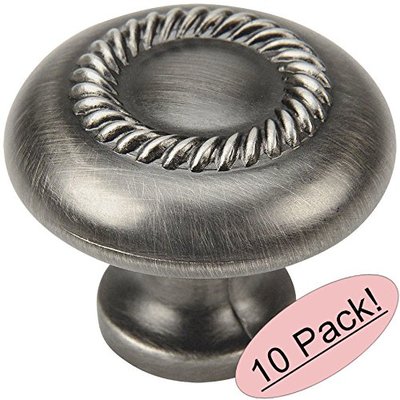 *10 Pack* Cosmas Cabinet Hardware Antique Silver Round Cabinet Knobs #228AS