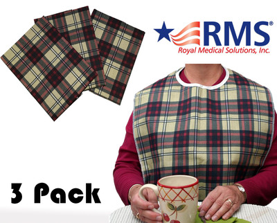 RMS 3 Pack Adult Bibs / Bib Waterproof Washable Clothing Protectors / Protector